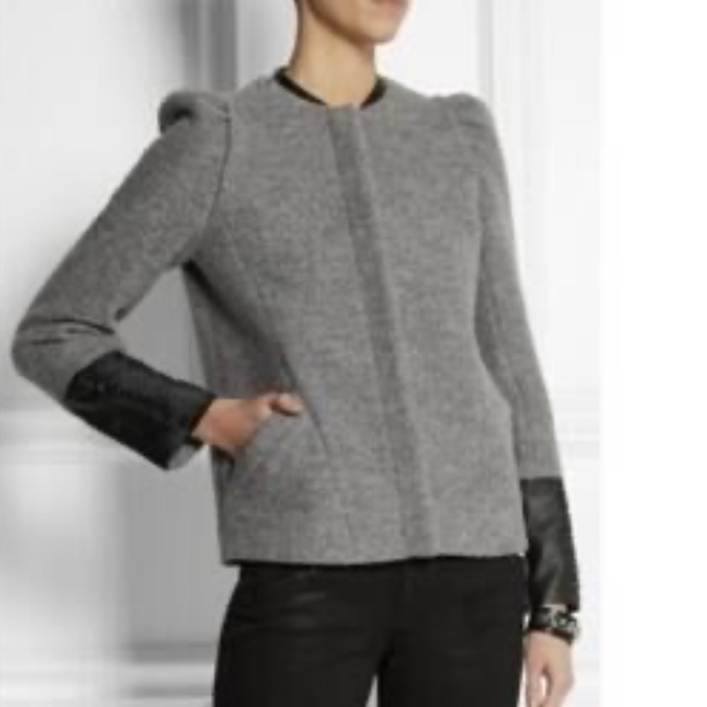 Maje Gray wool and leather jacket